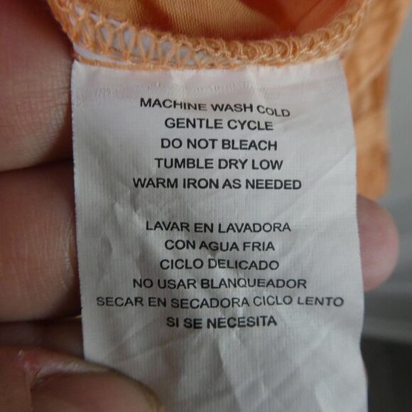 ALC At Last Classics Orange Sherbet Crochet Lace 3/4 Sleeve Blouse Floral Print - Picture 7 of 8